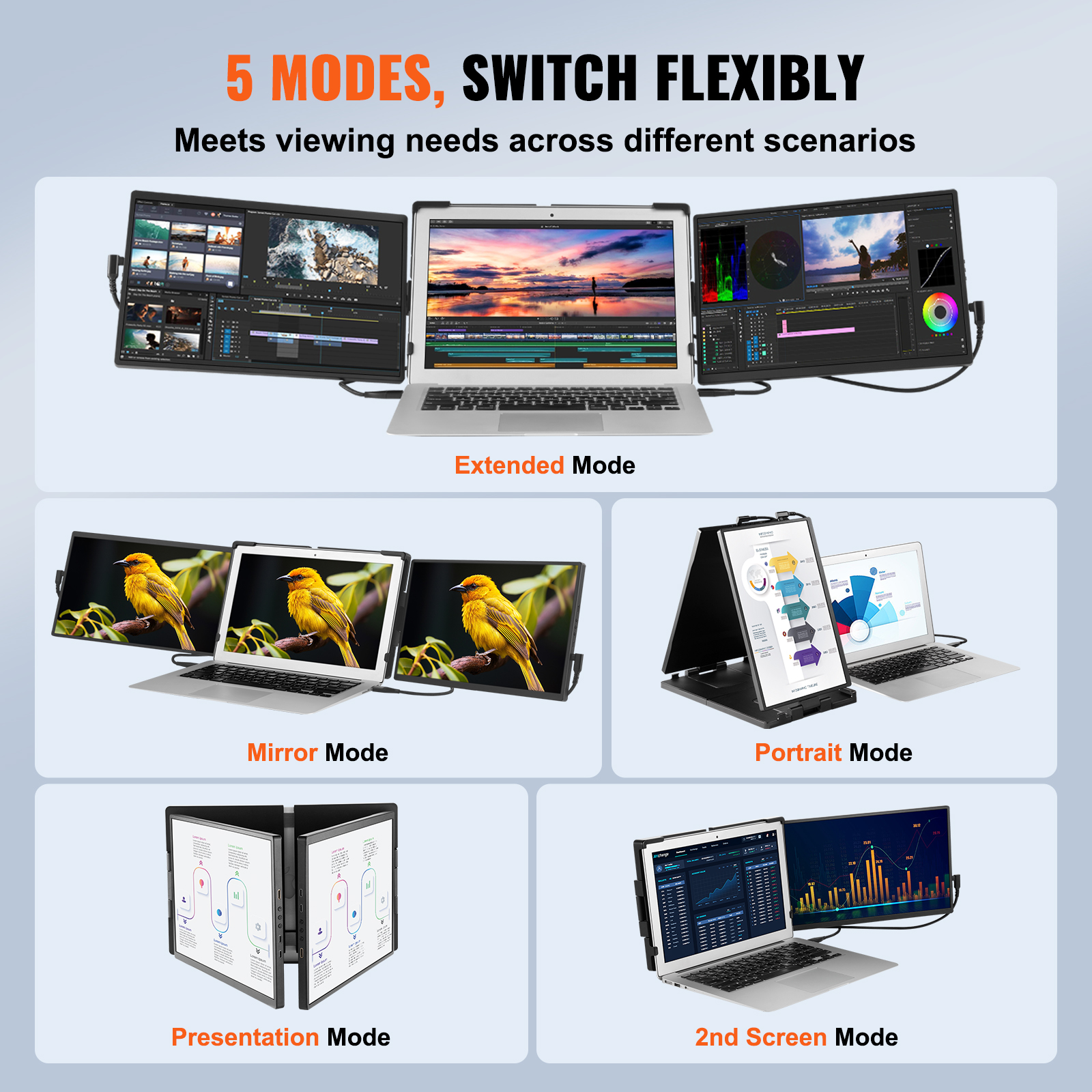 Laptop Screen Extender 14in HD 1080P Portable Monitor for 13"-17" Laptop - Picture 7 of 26