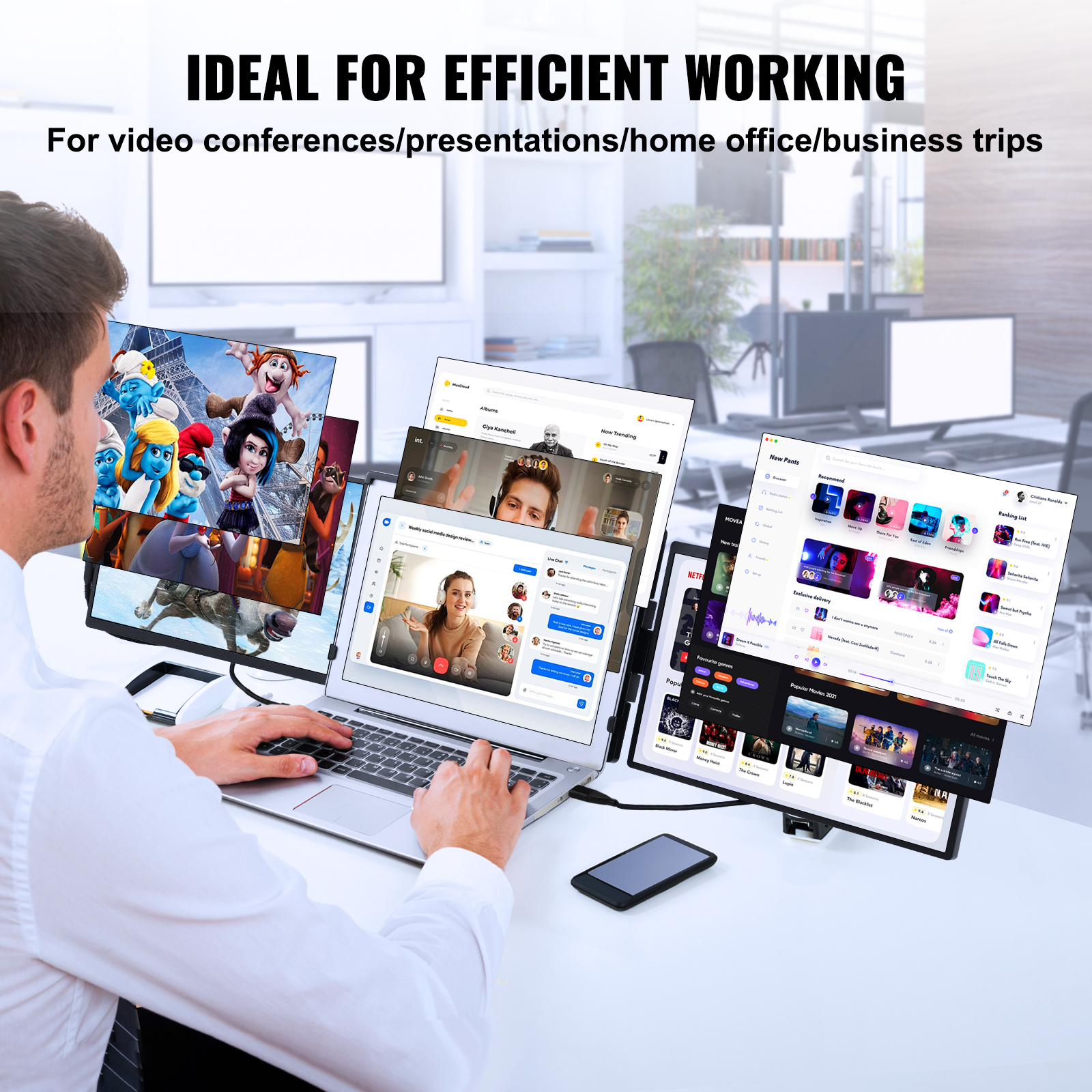 Laptop Screen Extender 14in HD 1080P Portable Monitor for 13"-17" Laptop - Picture 8 of 26