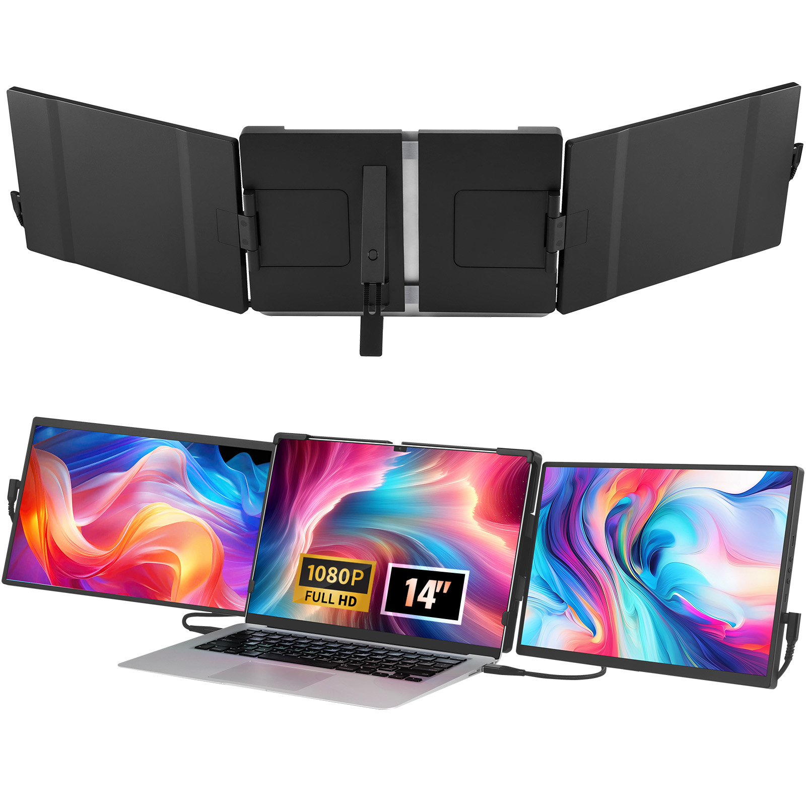 Laptop Screen Extender 14in HD 1080P Portable Monitor for 13"-17" Laptop - Picture 3 of 26