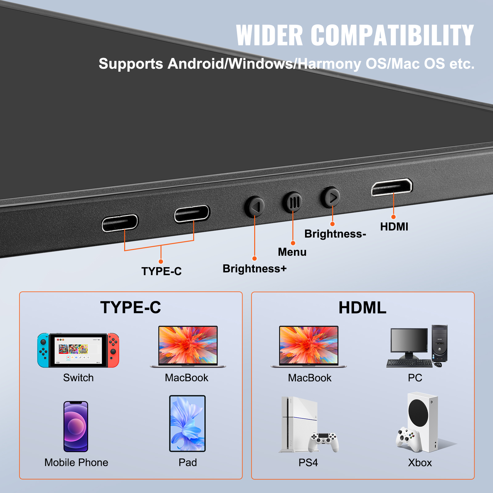 Laptop Screen Extender 14in HD 1080P Portable Monitor for 13"-17" Laptop - Picture 17 of 26