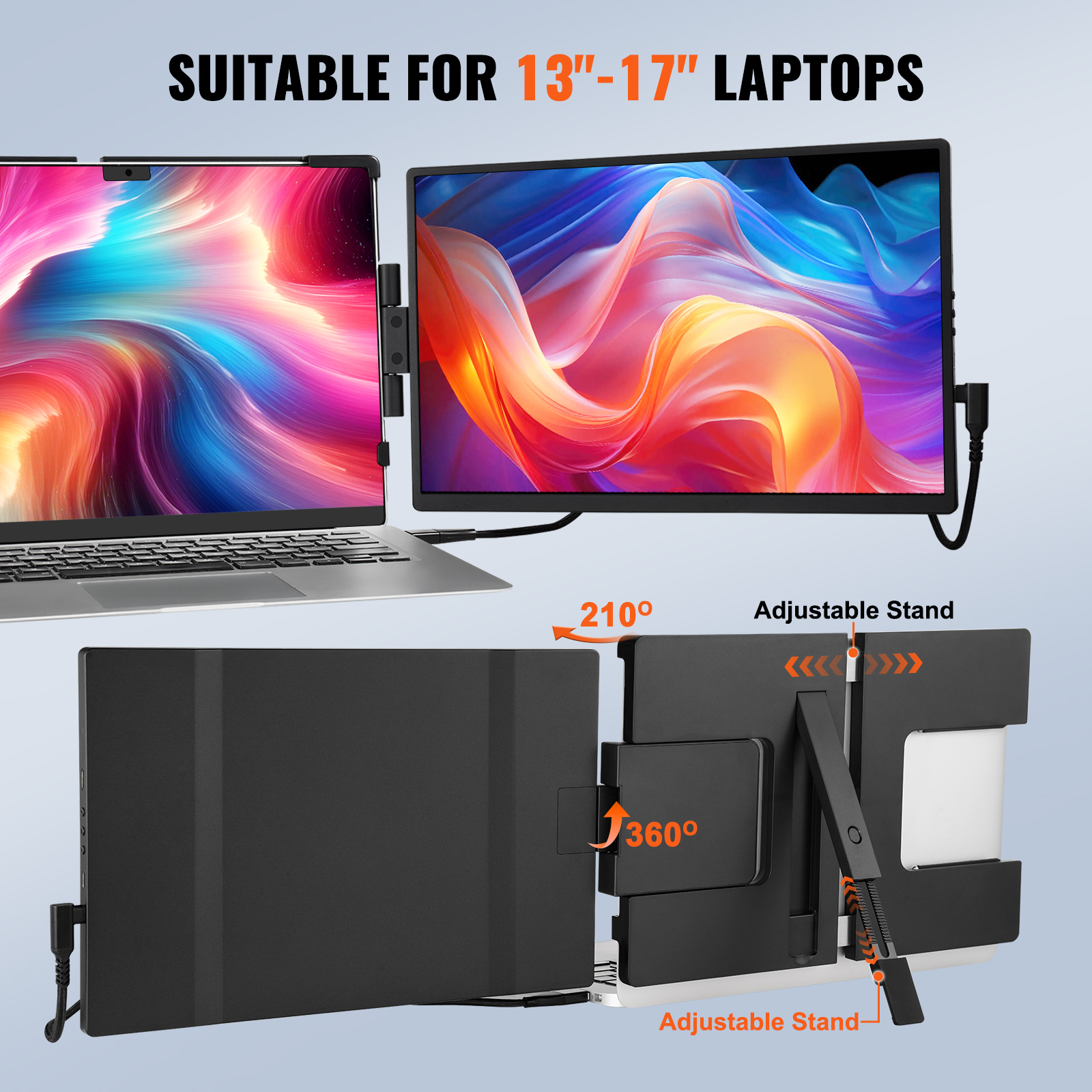 Laptop Screen Extender 14in HD 1080P Portable Monitor for 13"-17" Laptop - Picture 18 of 26