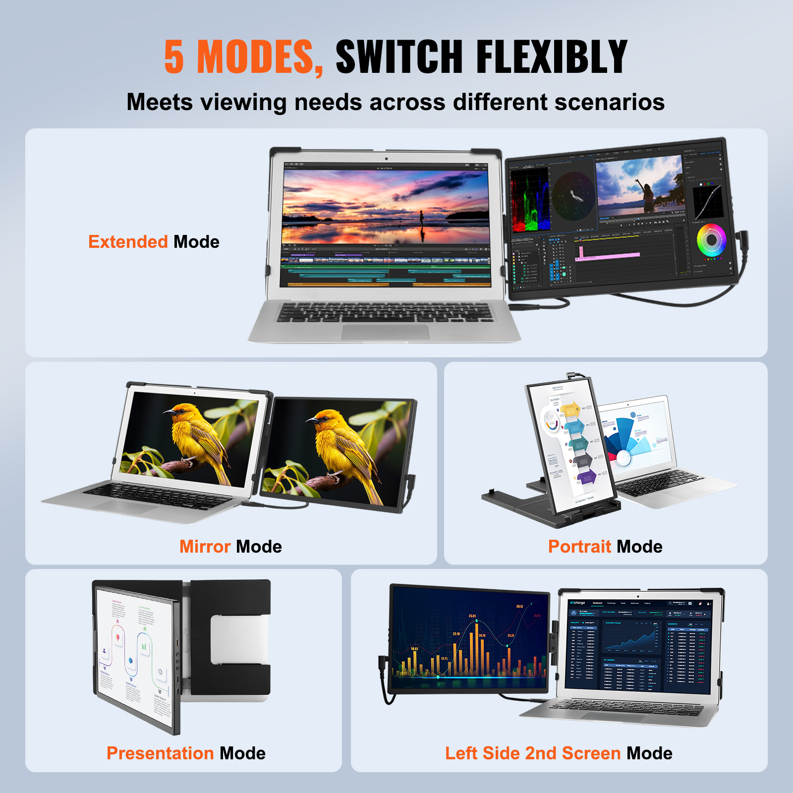 Laptop Screen Extender 14in HD 1080P Portable Monitor for 13"-17" Laptop - Picture 19 of 26