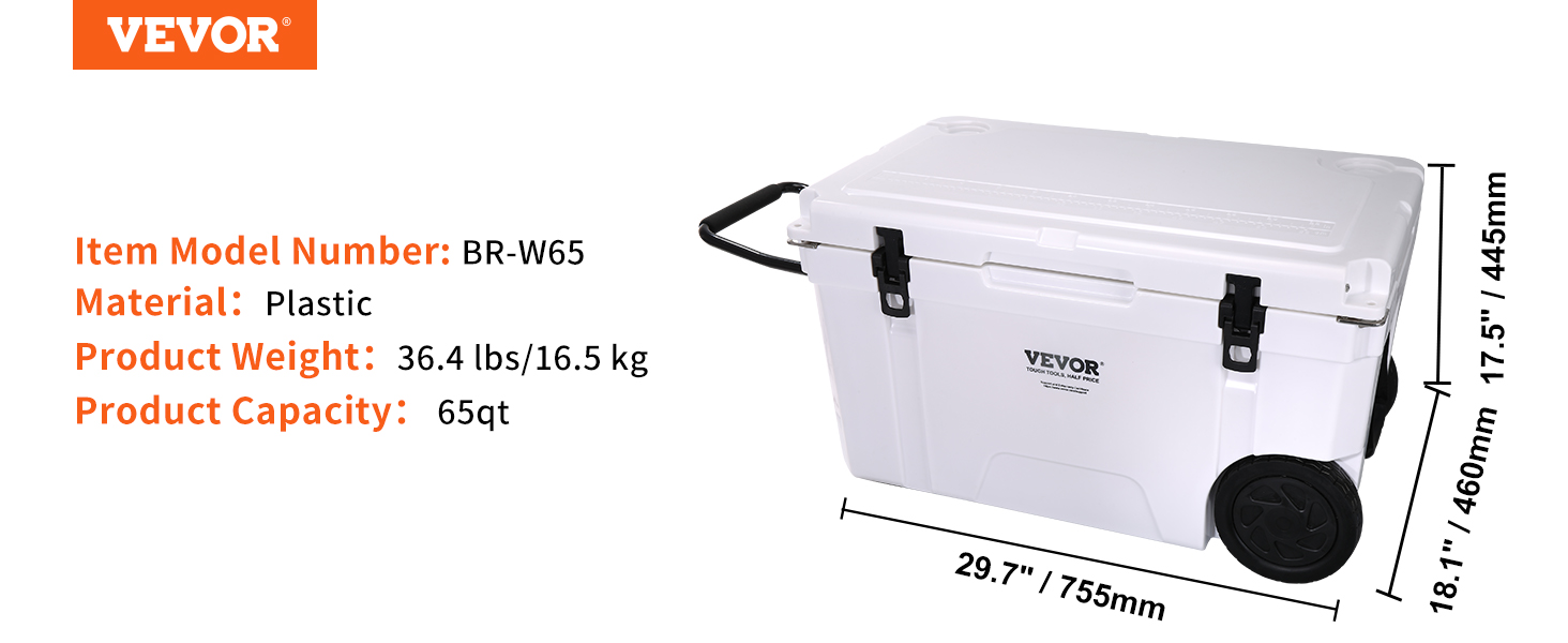 VEVOR Passive Kühlbox Eisbox 65 qt, Monbile Isolierte Kühlbox