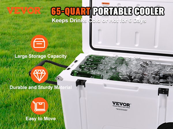 VEVOR Passive Kühlbox Eisbox 36,34 L, Isolierte Kühlbox Camping Thermobox  30-35 Dosen, Campingbox Kühlschrank mit Flaschenöffner, Isolierung Kühlbox  Tragbar, Eistruhe Cooler Multifunktional