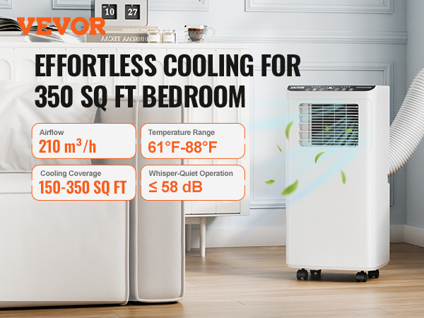 Aire Acondicionado Portátil VEVOR 4 En 1 - Ventilador, Humidificador, Enfriador Y Luz LED, 3 Velocidades, Temporizador 0-7 Horas, Tanque De 700 Ml