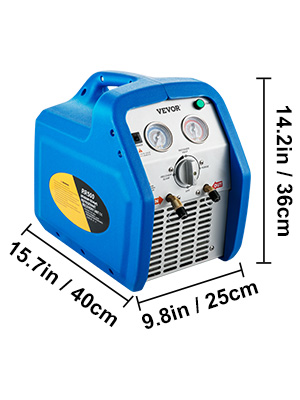 VEVOR Refrigerant Recovery Machine, 110V-120V AC 60Hz 3/4HP, Dual Cylinder Oil-less, Portable Recovery Unit, for Both Liquid and Vapor Refrigerant, Air Condition Blue