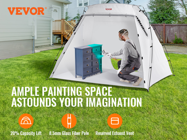 VEVOR Portable Paint Booth, Larger Spray Paint Tent with Built-in Floor &  Mesh Screen, Painting Tent Station for Furniture DIY Hobby Tool