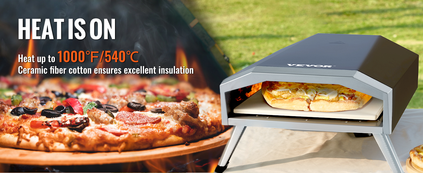 VEVOR Tragbarer Pizzaofen Outdoor 330 mm, Gas Pizzaofen, Edelstahl