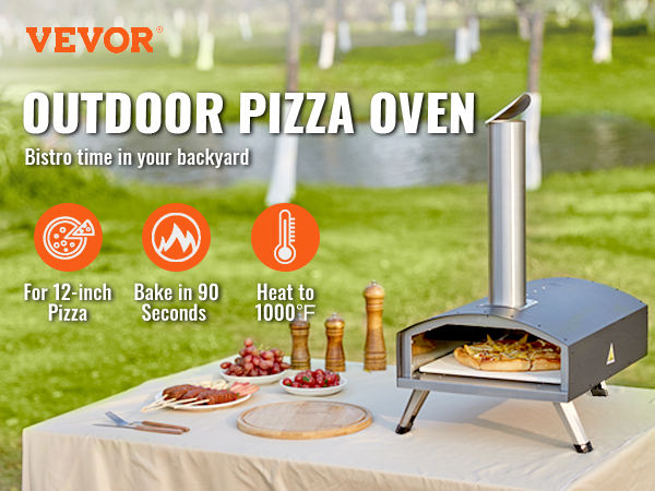 VEVOR Portable Pizza Oven, 12 Pellet Pizza Oven, Stainless Steel