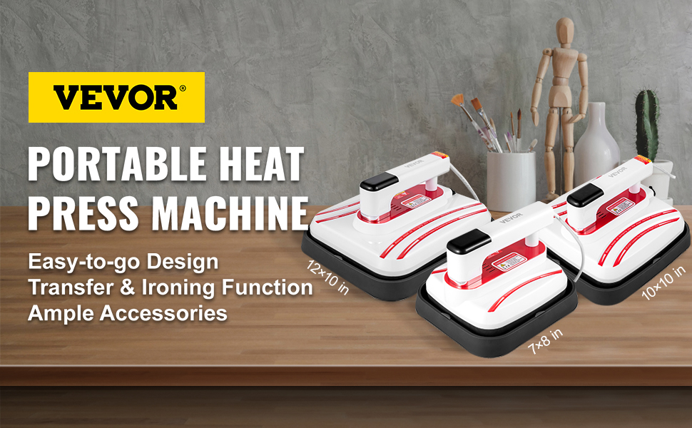 VEVOR Portable Heat Press 7x8Inch/ 12x10 Inch Digital Mini Easy Sublim –  craftercuts
