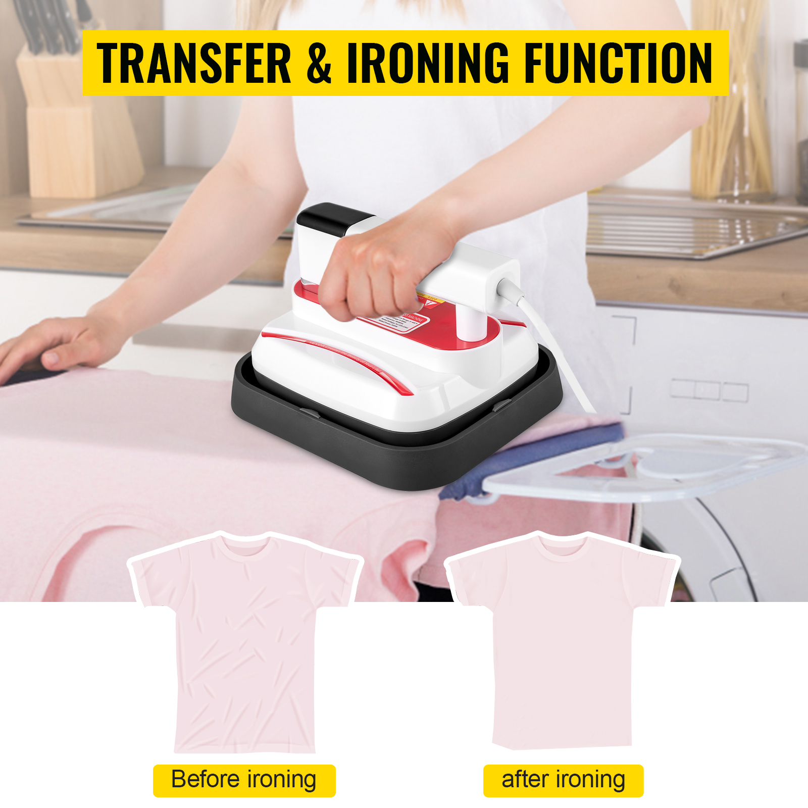 VEVOR VEVOR Mini Press 7 x 8 Inch Mini Heat Press 800W Red Portable Easy  Press Mini Highly-sensitive Touch Screen Mini Press Vibration Function  Press Machine for T-shirts with Reliable Double-tube Heating