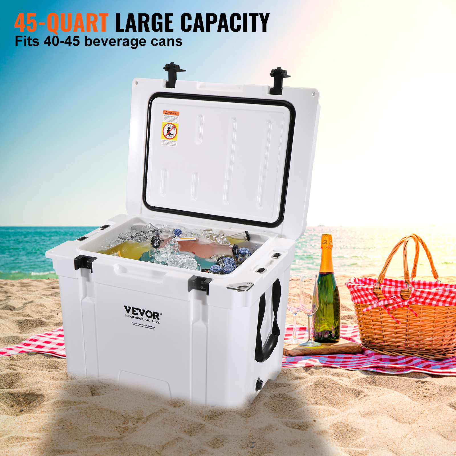 VEVOR Hard Cooler Insulated Portable Cooler 25/33/45/52/65 QT Capacity Ice Chest - Picture 29 of 74