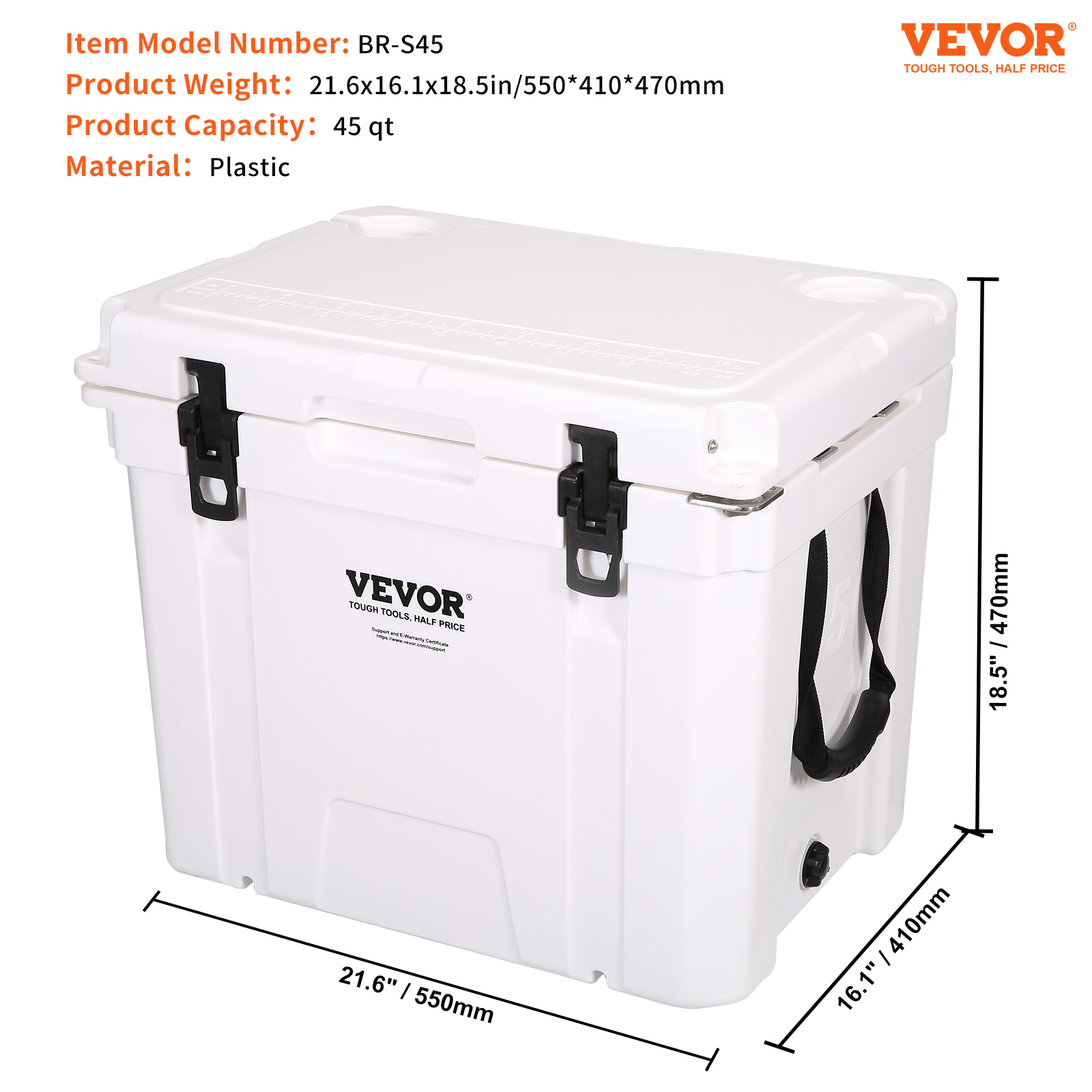 VEVOR Hard Cooler Insulated Portable Cooler 25/33/45/52/65 QT Capacity Ice Chest - Picture 33 of 74