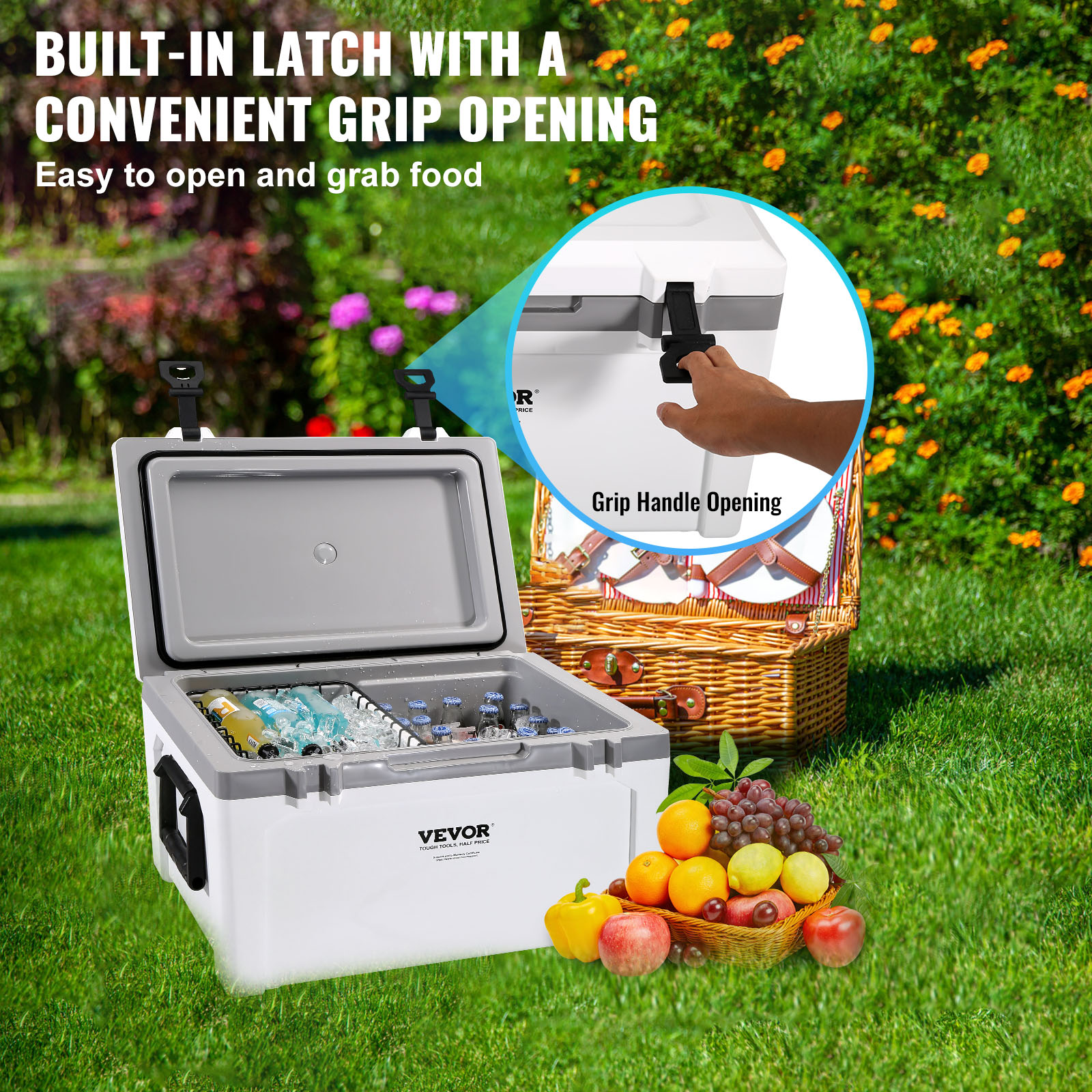 VEVOR Hard Cooler Insulated Portable Cooler 25/33/45/52/65 QT Capacity Ice Chest - Picture 43 of 74