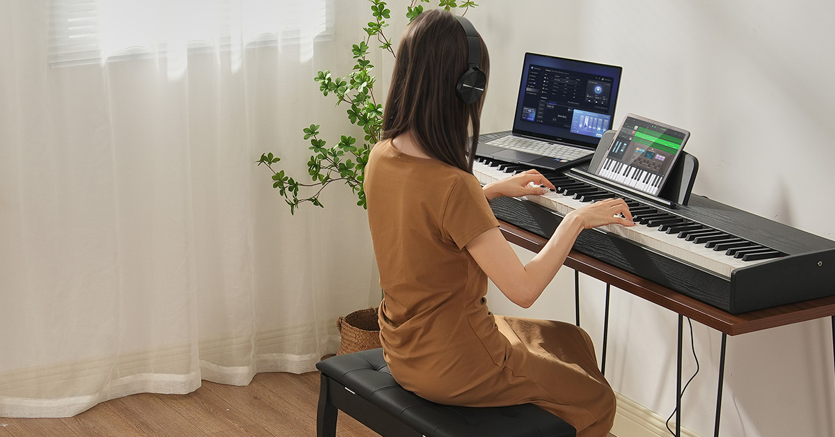 Piano Numérique 88 Touches Lestées-VEVOR-Mode Double Clavier Haut-parleurs-238 Sonorités-Connexion Sans Fil-Noir - Instruments De Musique