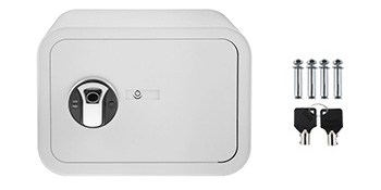 VEVOR Safe Box, 1 Cubic Foot Money Safe with Fingerprint Lock and Key Lock, Alloy Steel Home Safes with 2 Keys, Wall-Mounted Security Safe for Cash, Watch, Jewelry, Passports, Documents (White) 