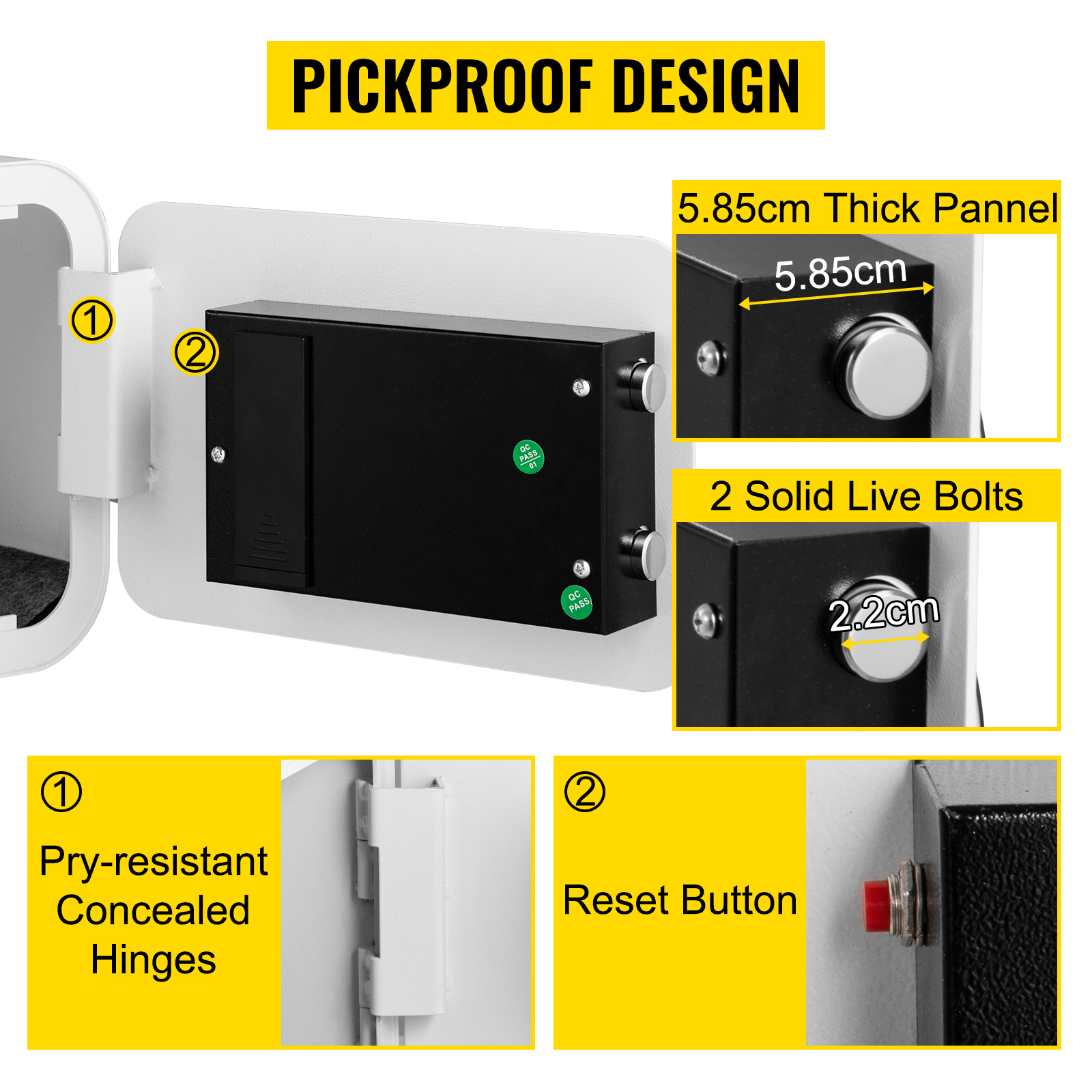 VEVORbrand Security Safe Box 1 CU.FT Money Safe with Fingerprint Lock and Key  Lock, Alloy Steel Safes with 2 Keys, Wall-Mounted Security Safe for Cash,  Jewelry, Passports, Documents, Black 