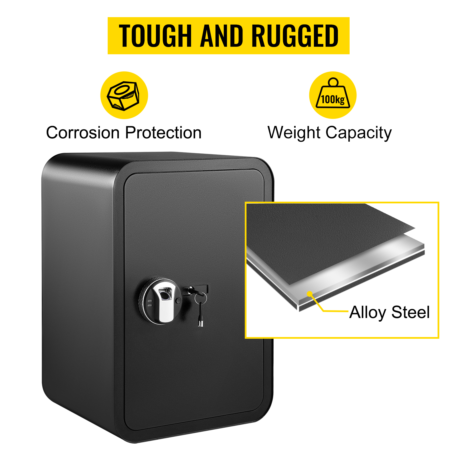 VEVOR Safe Box, 1.8 Cubic Feet Money Safe with Fingerprint Lock and Key