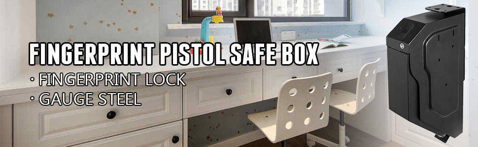 Pistol Safe Box,  2 Keys, Fingerprint