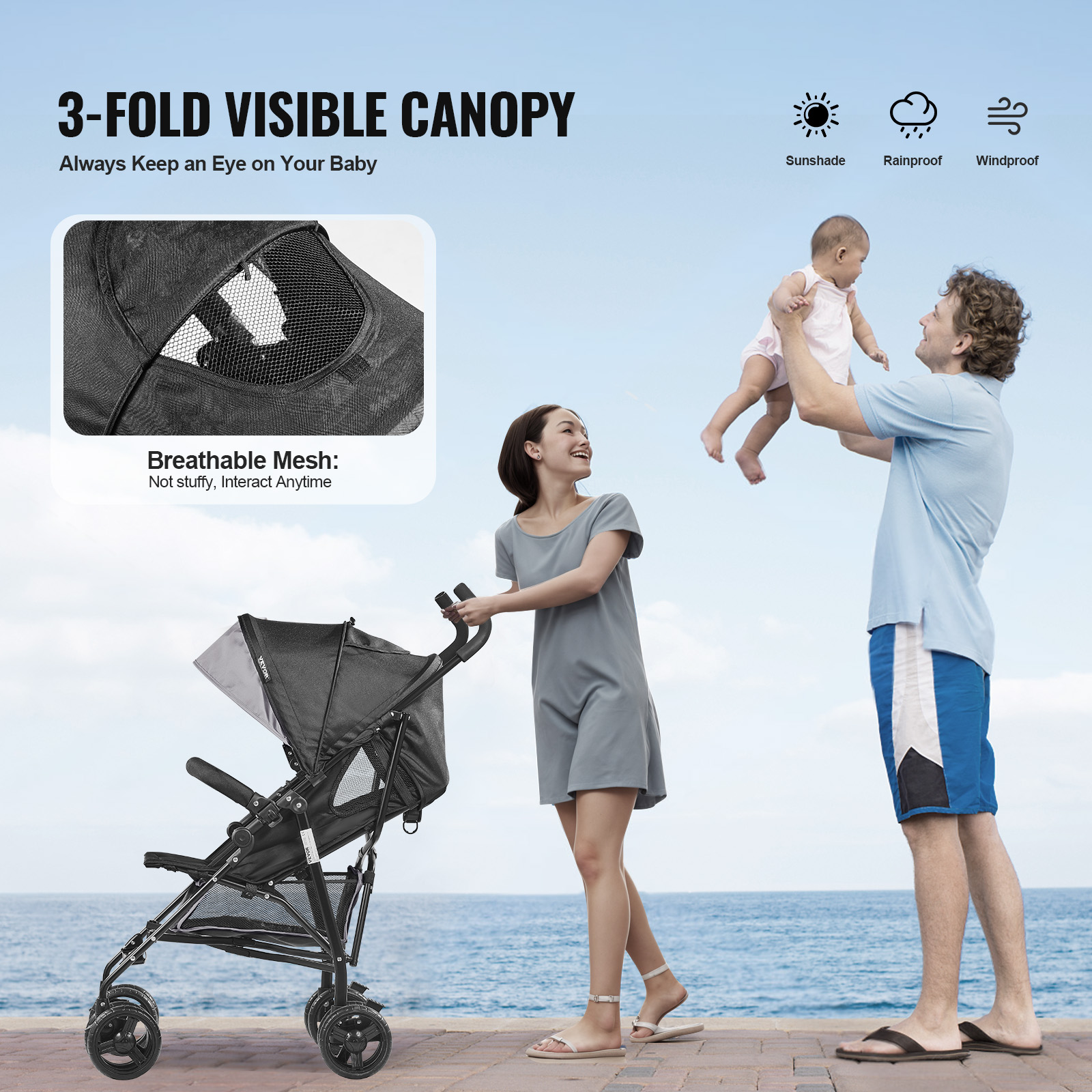 VEVOR Lightweight stroller Umbrella Stroller Compact Travel Stroller Multi-color