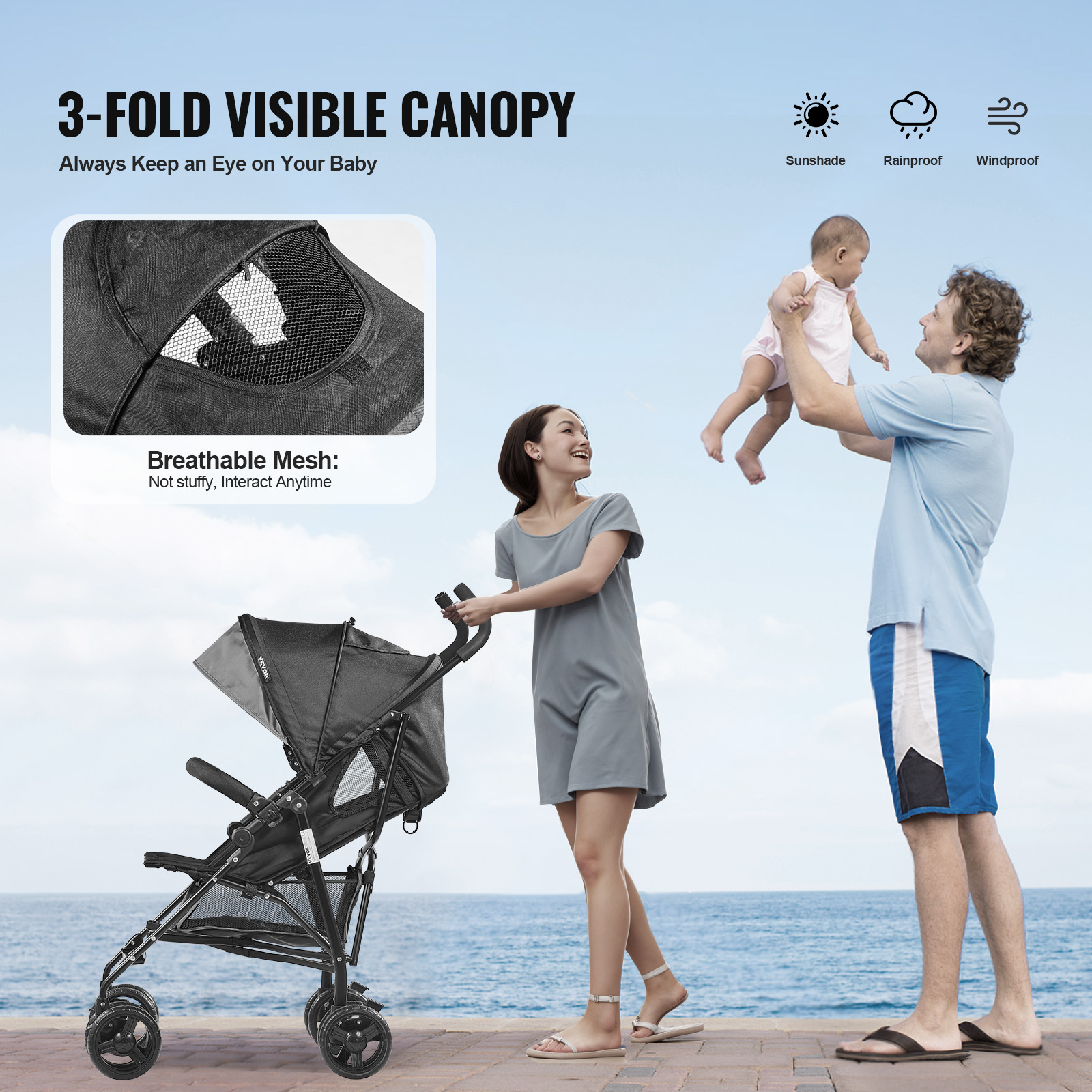 VEVOR Lightweight stroller Umbrella Stroller Compact Travel Stroller Multi-color