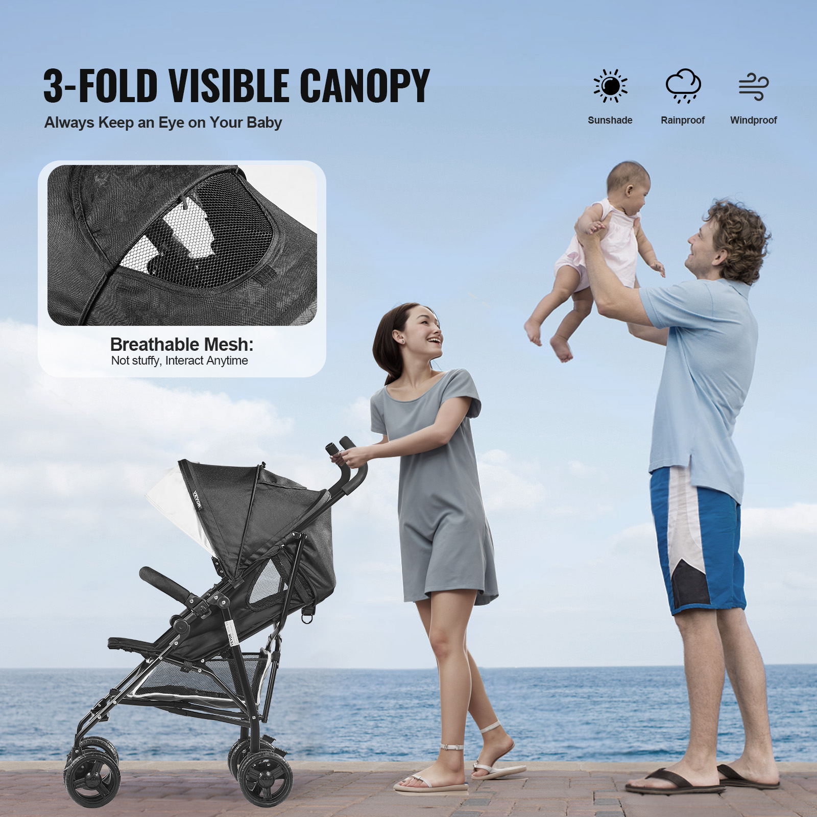 VEVOR Lightweight stroller Umbrella Stroller Compact Travel Stroller Multi-color