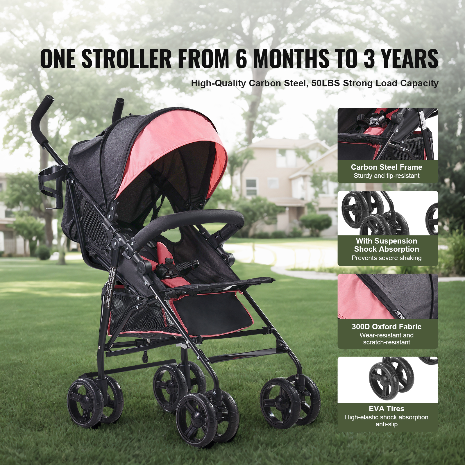 VEVOR Lightweight stroller Umbrella Stroller Compact Travel Stroller Multi-color