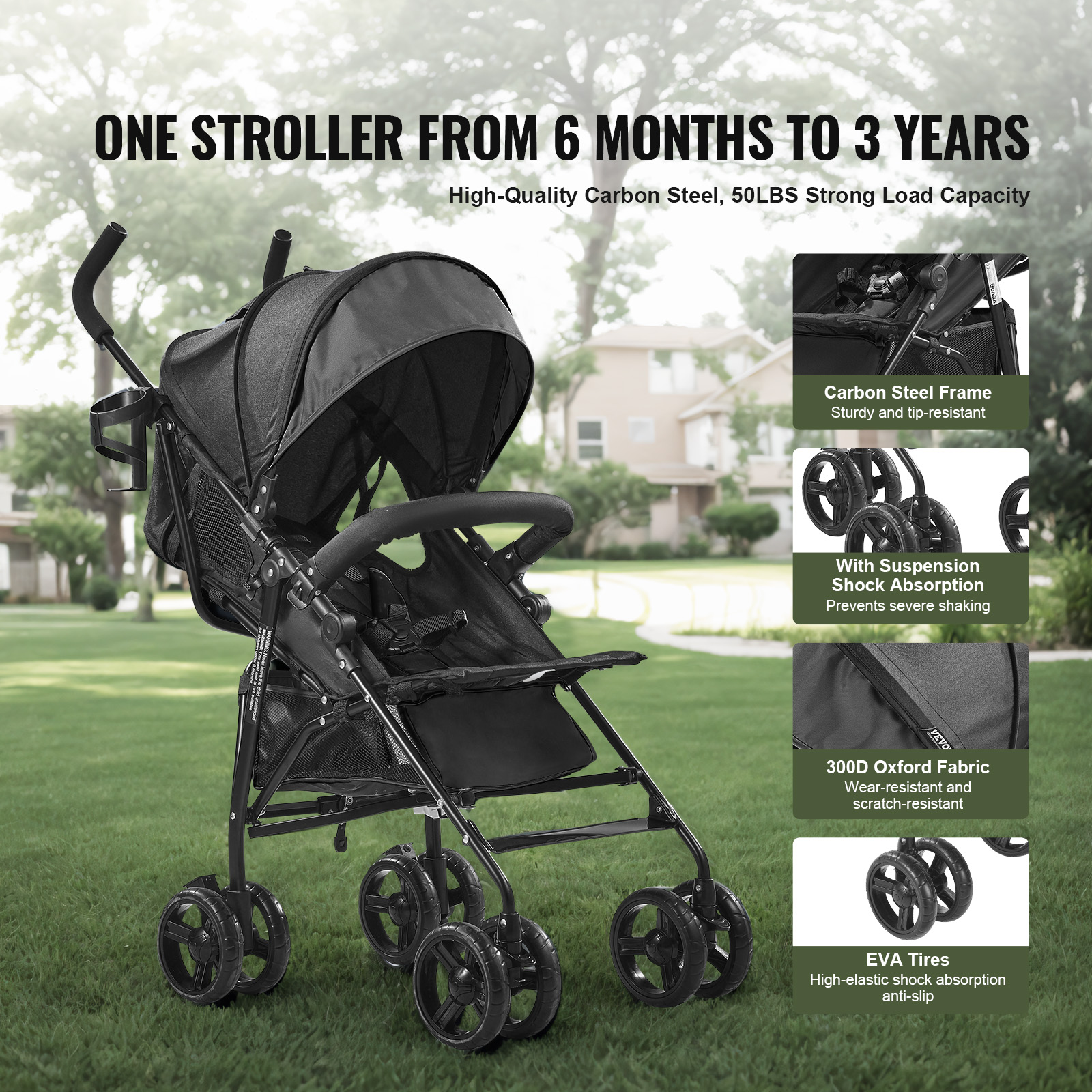 VEVOR Lightweight stroller Umbrella Stroller Compact Travel Stroller Multi-color