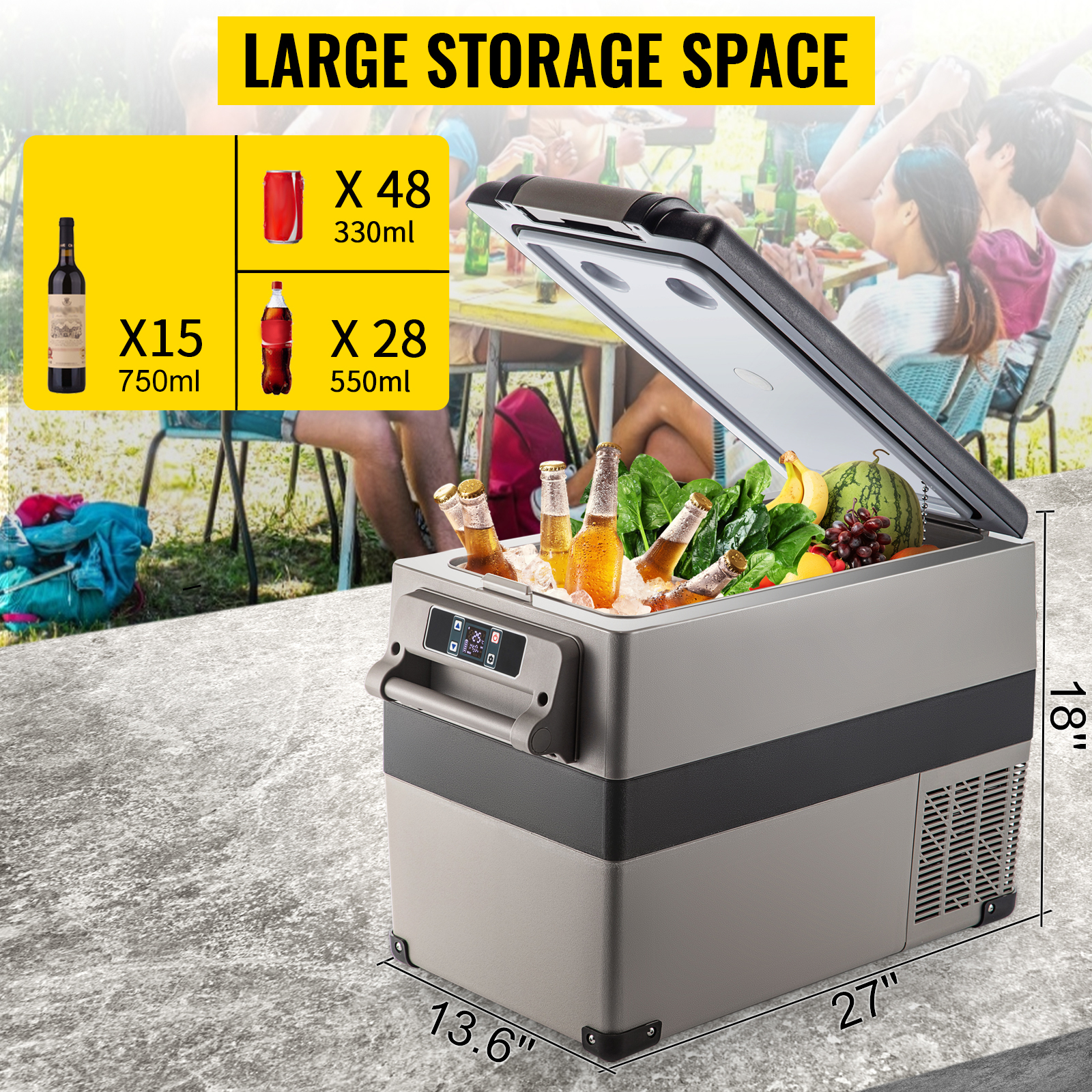 VEVOR Réfrigérateur 12 V 45 L (48 qt) Congélateur portable à  refroidissement rapide avec contrôle par