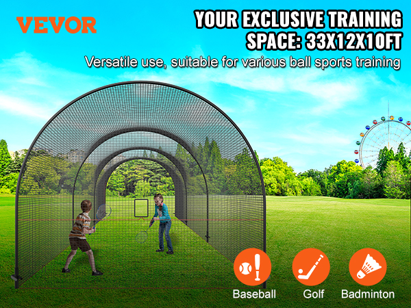 VEVOR Baseball Batting Cage, Softball and Baseball Batting Cage Net and ...