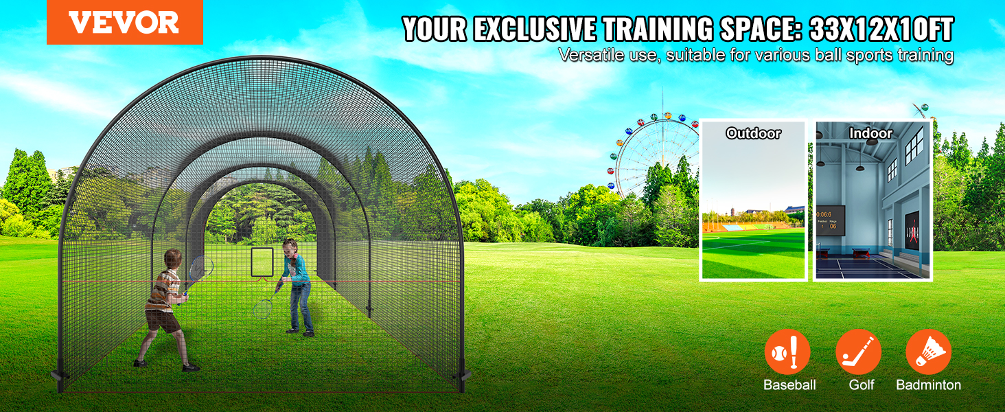 VEVOR Baseball Batting Cage, Softball and Baseball Batting Cage Net and