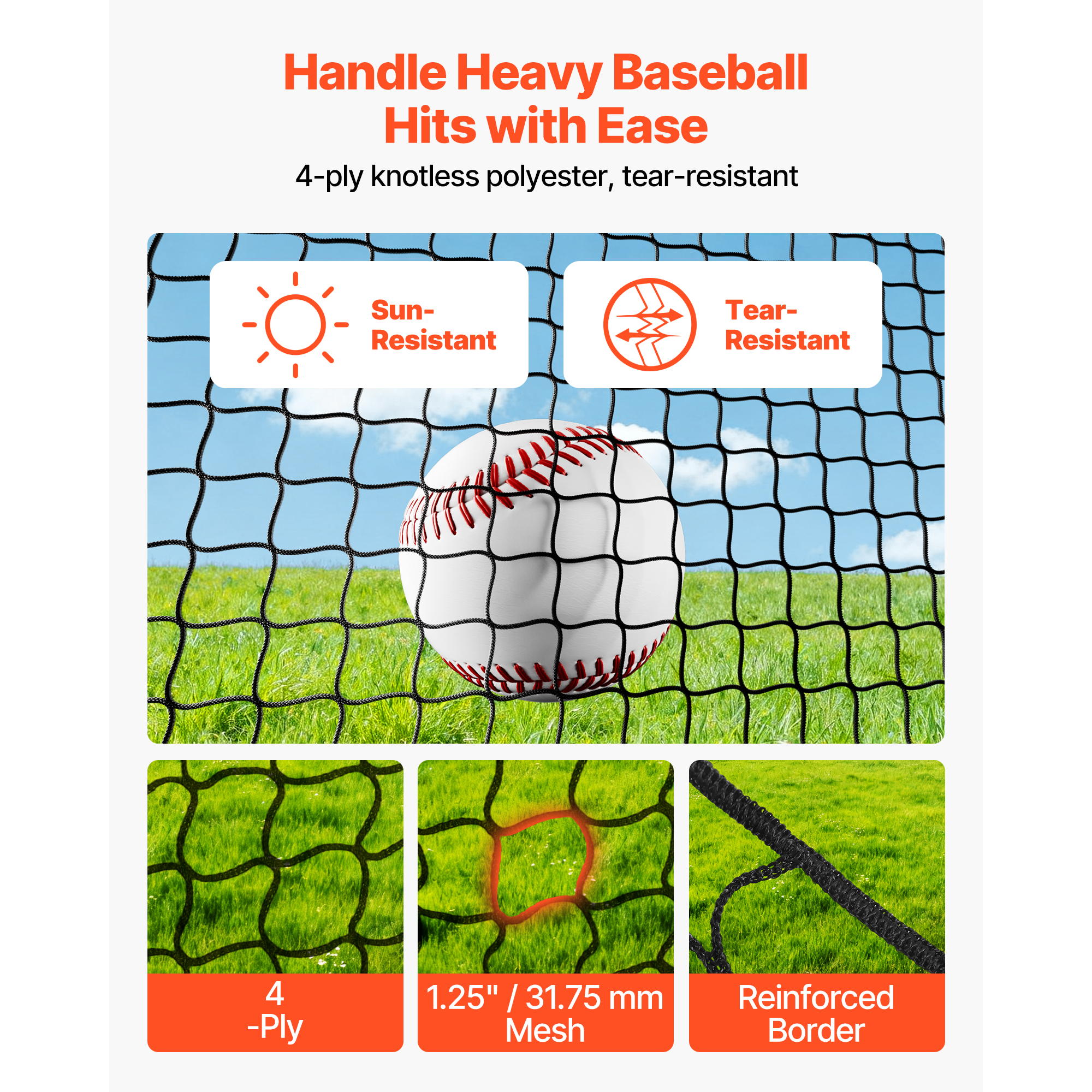 Uimoso Baseball Batting Cage 12/22.2/33/40 FT for Indoor and Outdoor Use