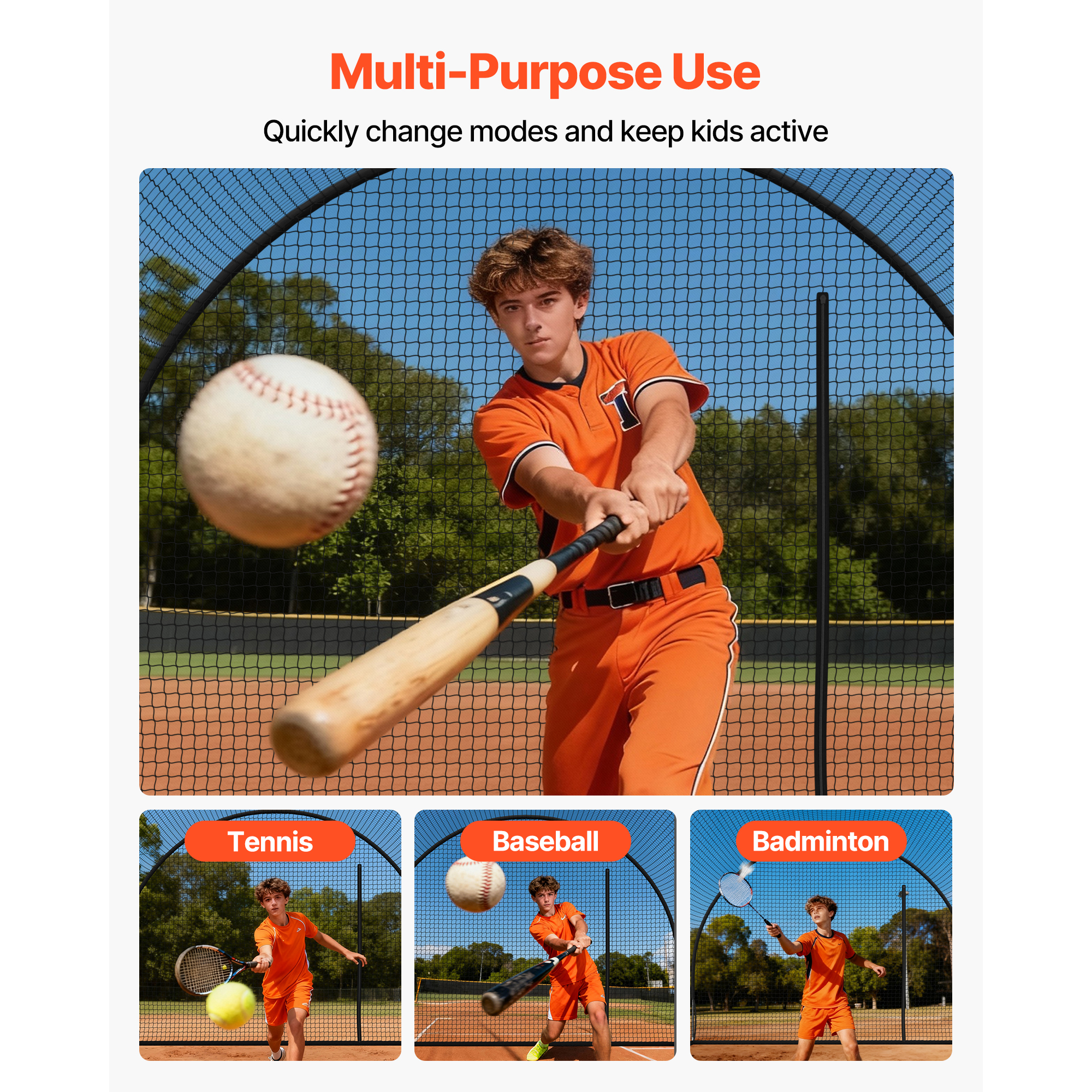 Uimoso Baseball Batting Cage 12/22.2/33/40 FT for Indoor and Outdoor Use