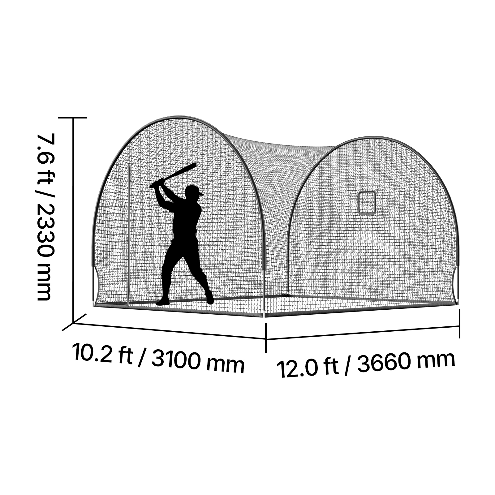 Uimoso Baseball Batting Cage 12/22.2/33/40 FT for Indoor and Outdoor Use