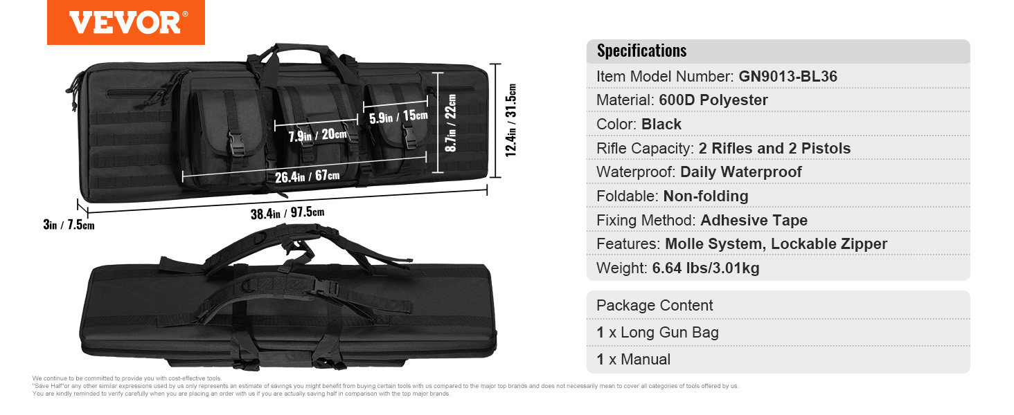 Rifle Bag,36 in,2 Rifles & 2 Pistols