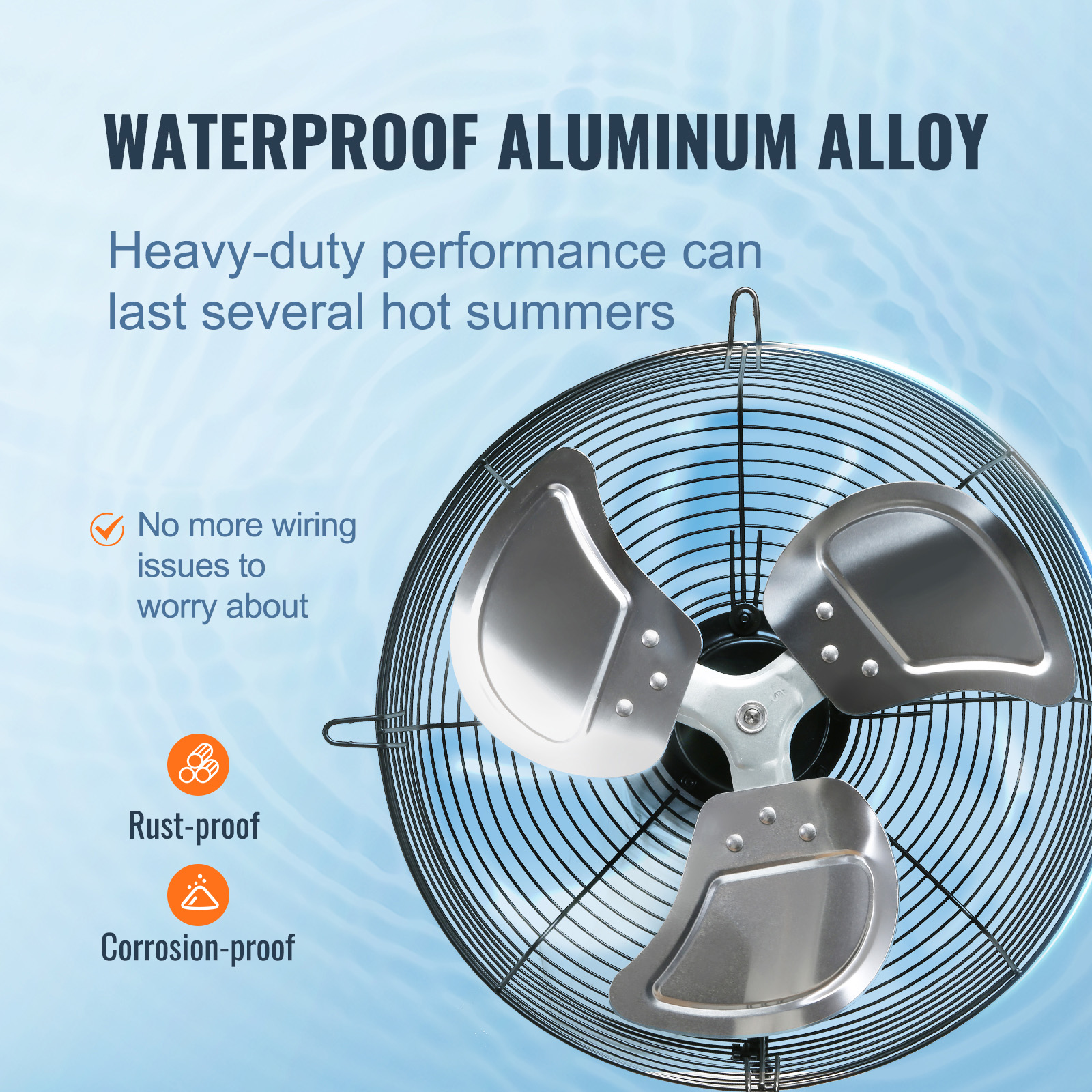 16 Inch Wall Mounted Shutter Exhaust Fan – 2000 CFM, Aluminum/Steel, 115W, 120V, Garage/Greenhouse