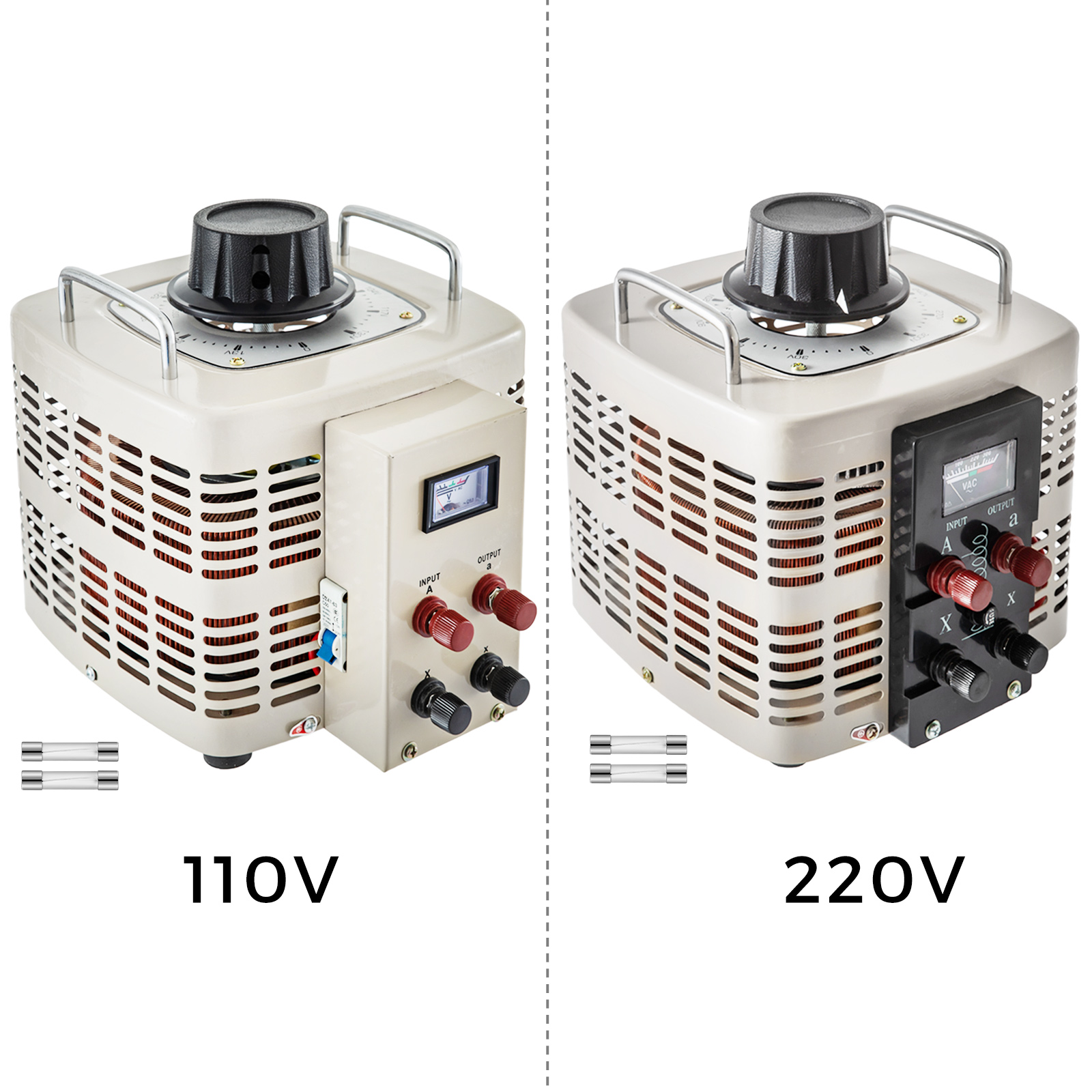 VEVOR 5000W Spannungswandler Transformator AC 110V⇋220V Transformer Wandler  3x US NEMA 5-15R 3-polige / 3x europäische Shucko-Ausgangssteckdosen, 1x 5V- USB-Anschluss und 1x Typ-C-Buchse