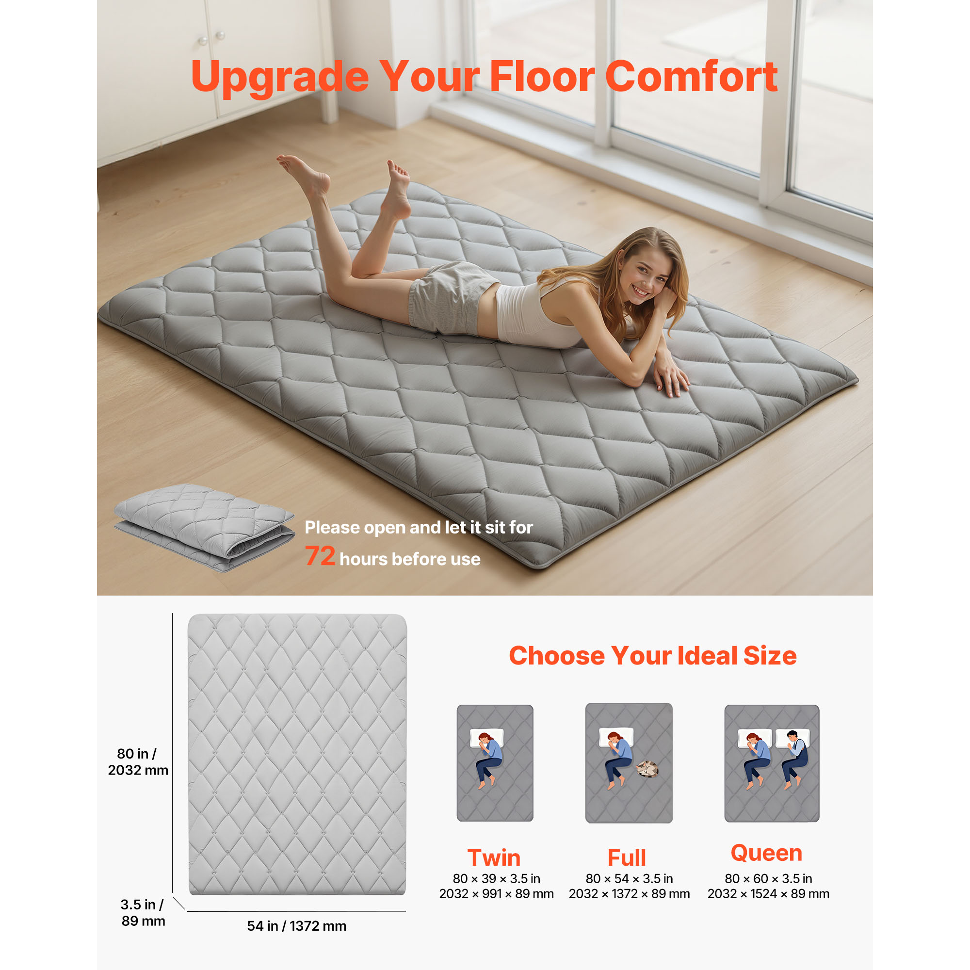 Uimoso Japanese Tatami Mattress Full/Twin/Queen Foldable Futon Mat ...
