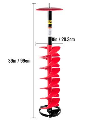 VEVOR Ice Drill Auger, 8'' Diameter 39'' Length Nylon Ice Auger