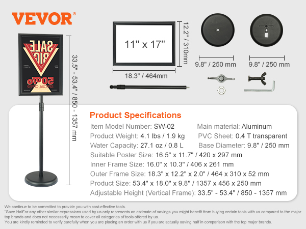 Double-Sided Tripod Poster Stand, Adjustable Sign Holder Floor Stand Display