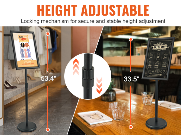 DISPLAYSWORKER Adjustable Heavy Duty Pedestal Sign holder floor Stand,sign  stand poster stand ,Standing Floor for 11 x 17 inch,Vertical/Horizontal