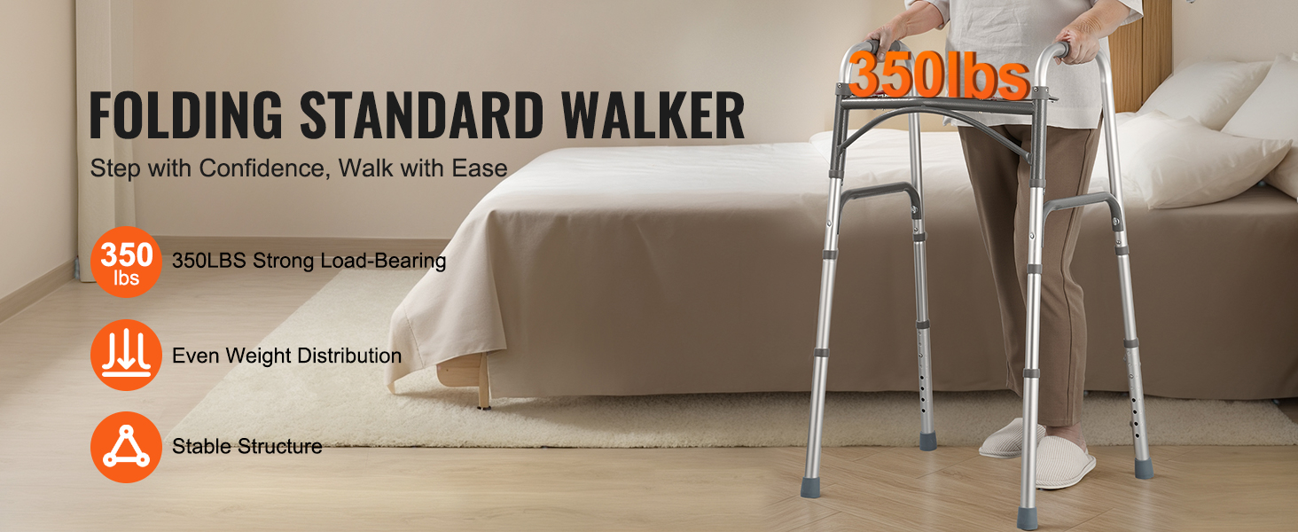 Déambulateur VEVOR Pliable En Aluminium – Hauteur Réglable – Capacité 158kg