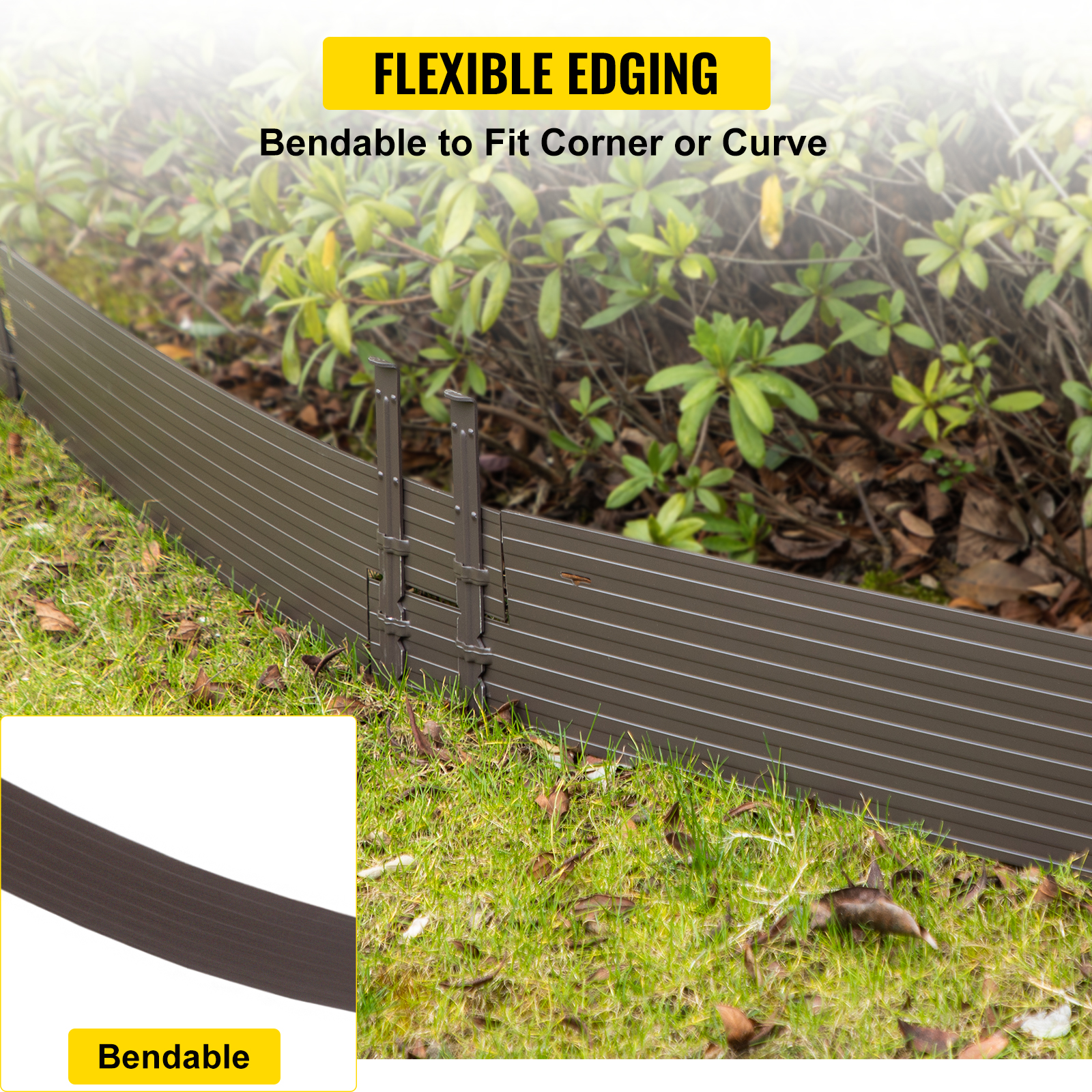 VEVOR Aluminum Landscape Edging, 36 PCS Metal Garden Edging, 118.1 ft ...