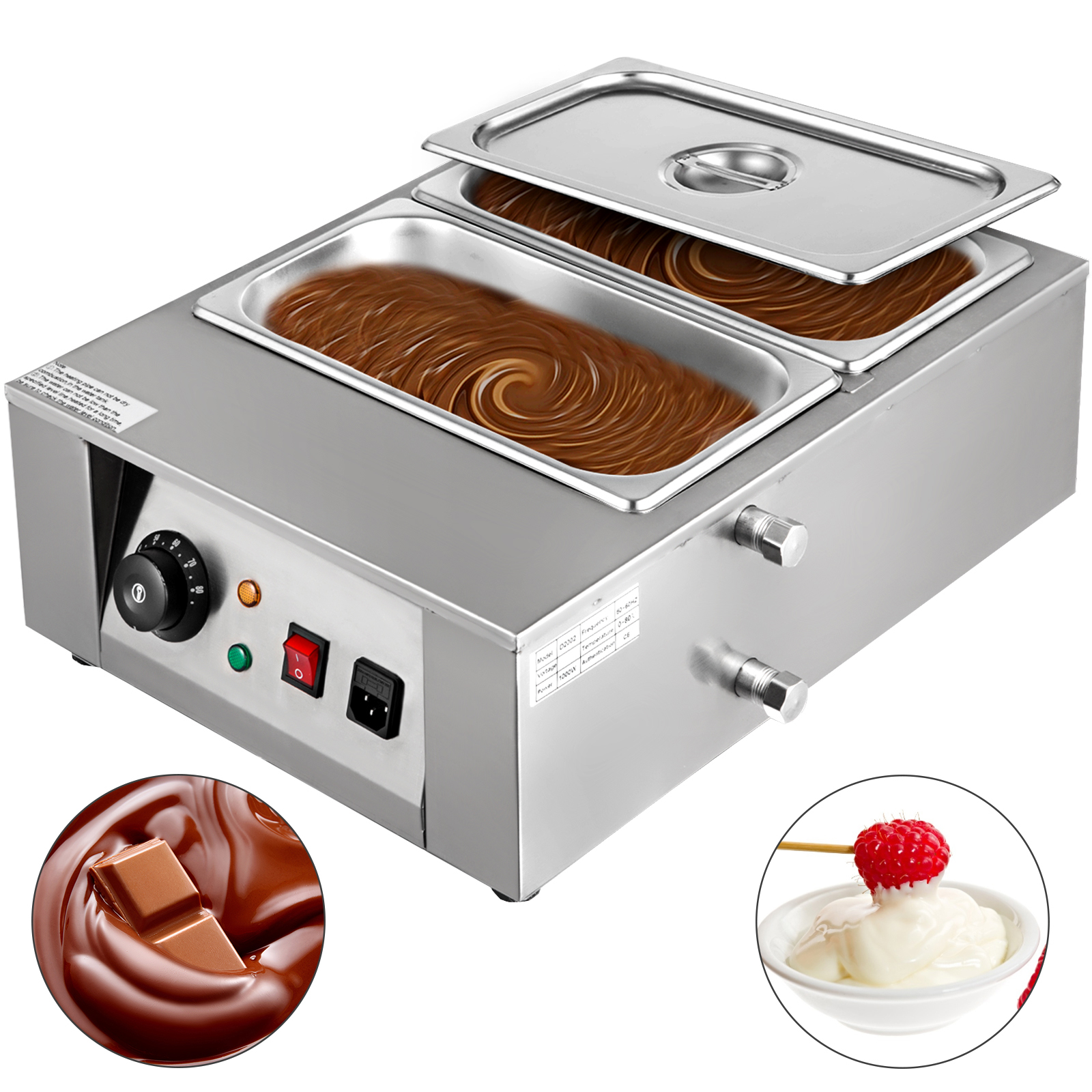 Chocolate Tempering Melting Machine Double Pot 110V Professional Chocolate Tempering Melting Machine Adjustable Temperature 
