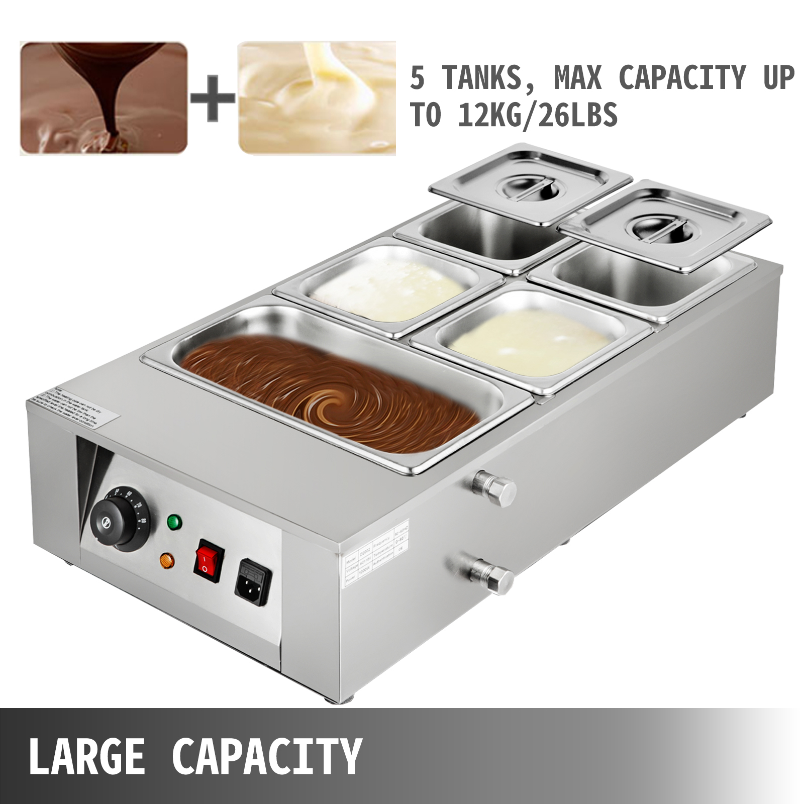 12KG Capacity Commercial Use 6 Tanks Digital Chocolate Melteing