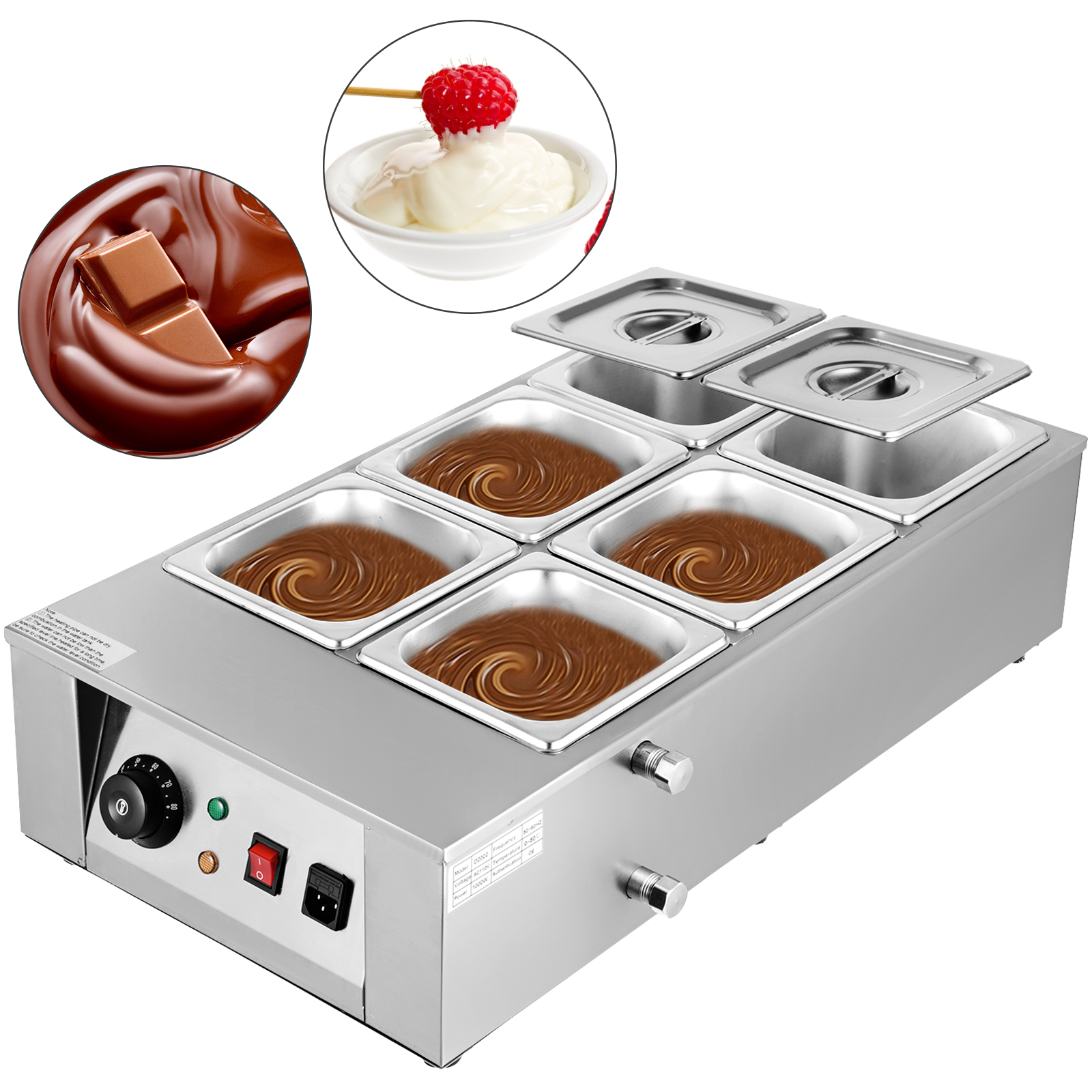 Commercial 110v 220v Electric Digital Chocolate Melter Warmer with 6 Melting Pot 