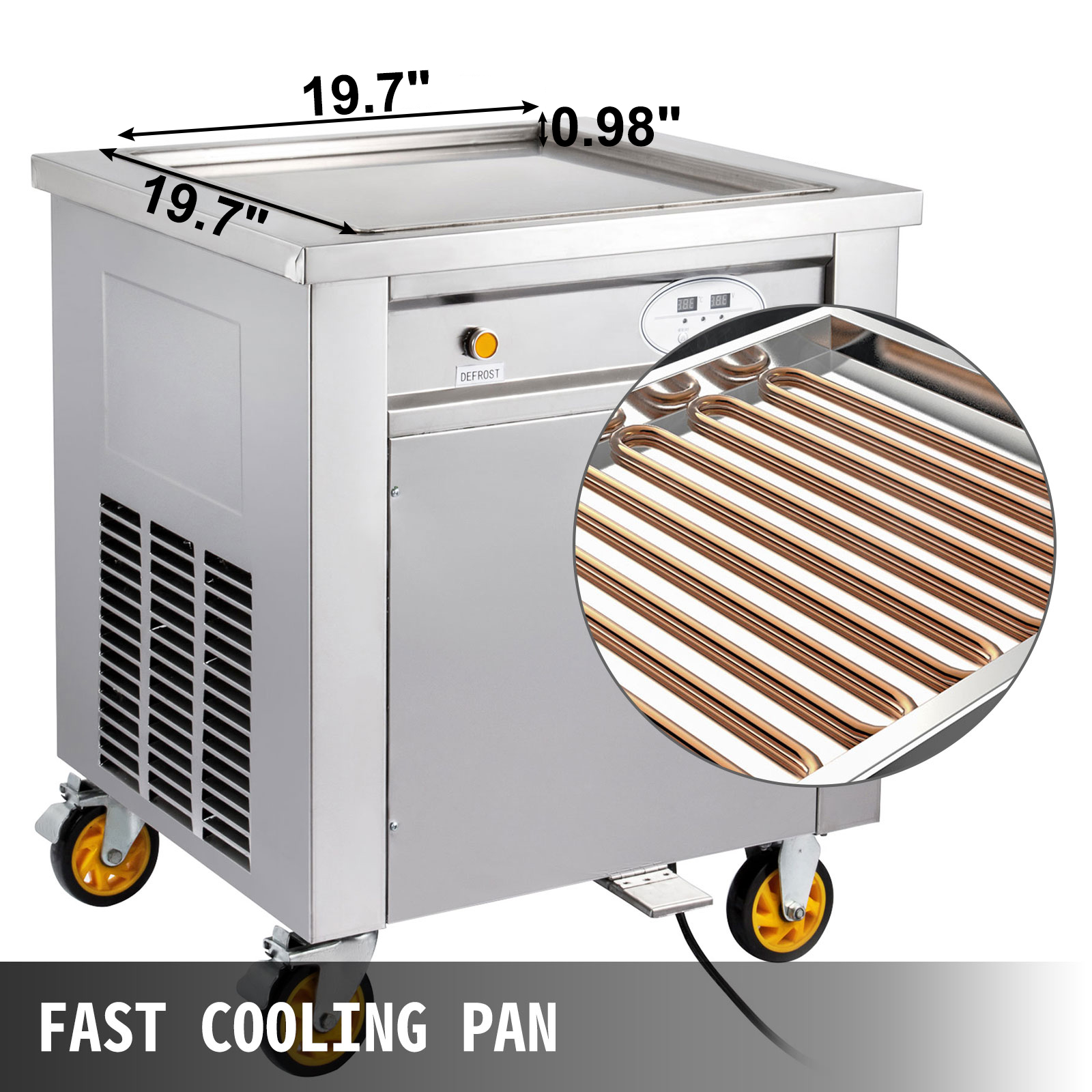 64x40cm Fry Pan Electric Thai Fried Ice Cream Yogurt Roll Maker Machine 8-Box 