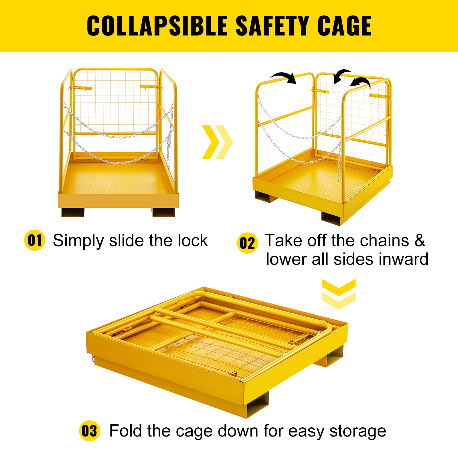 Forklift Safety Cage 34''x34'' Forklift Work Platform 900lbs