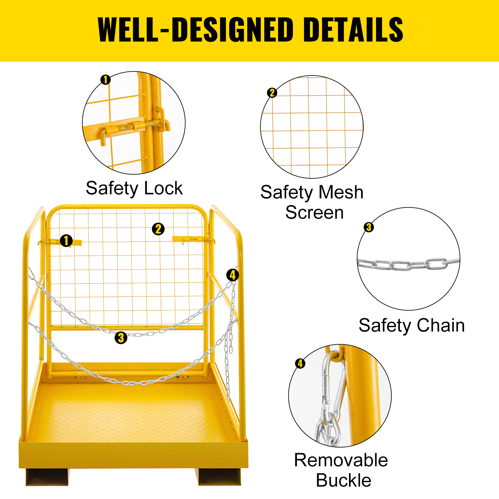 Forklift Safety Cage 34''x34'' Forklift Work Platform 900lbs