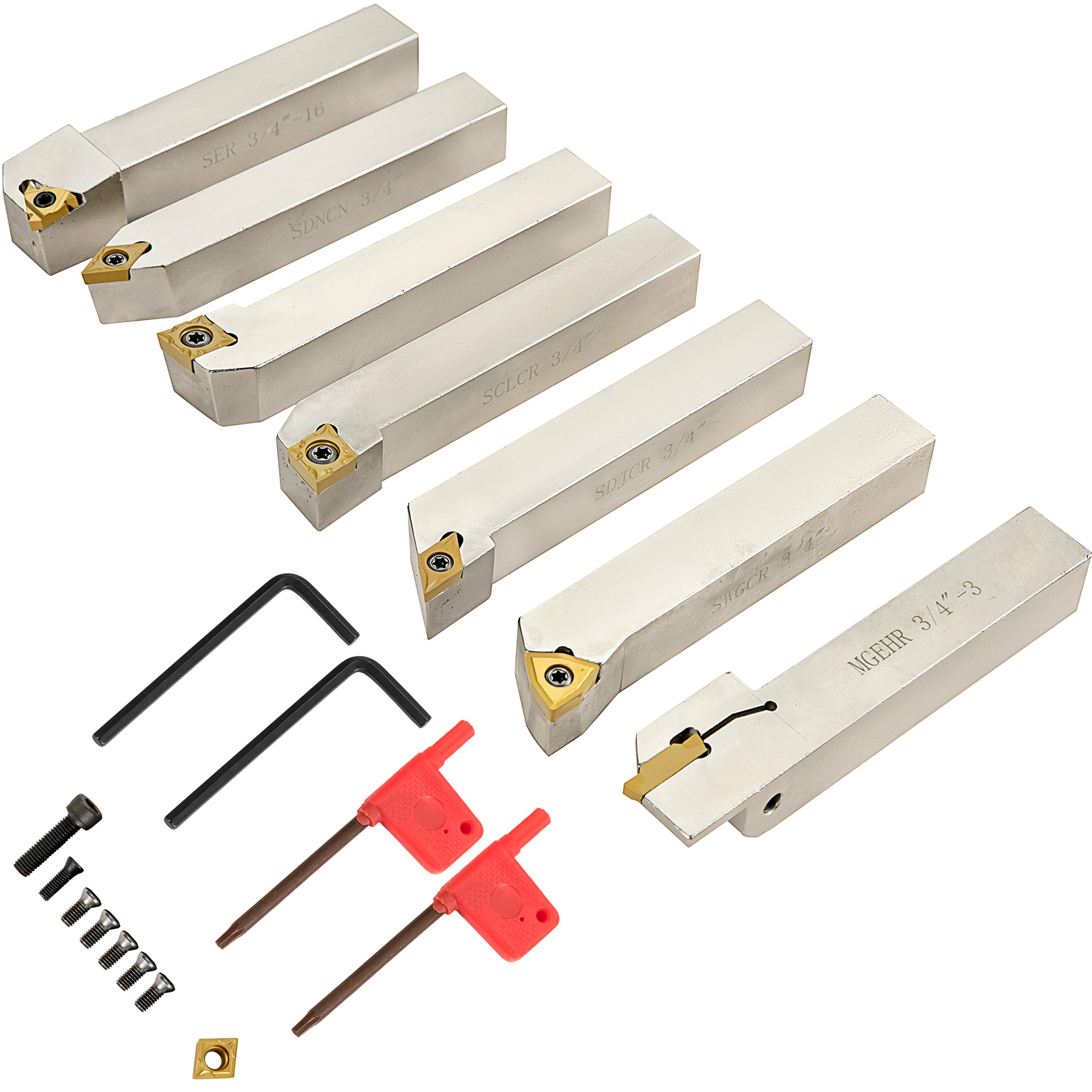 7Pcs Carbide Indexable Lathe Tool Set With Threading Inserts & Holder - Thomletha